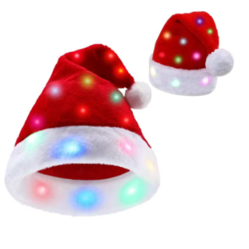 Bonnet de Père Noël en peluche avec éclairage LED Breecozyn