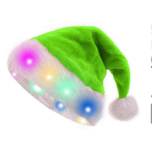 Bonnet de Père Noël en peluche avec éclairage LED Breecozyn